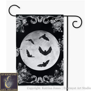 Gothic Bat Garden Flag - Halloween Decor Single / 12X18 Inch