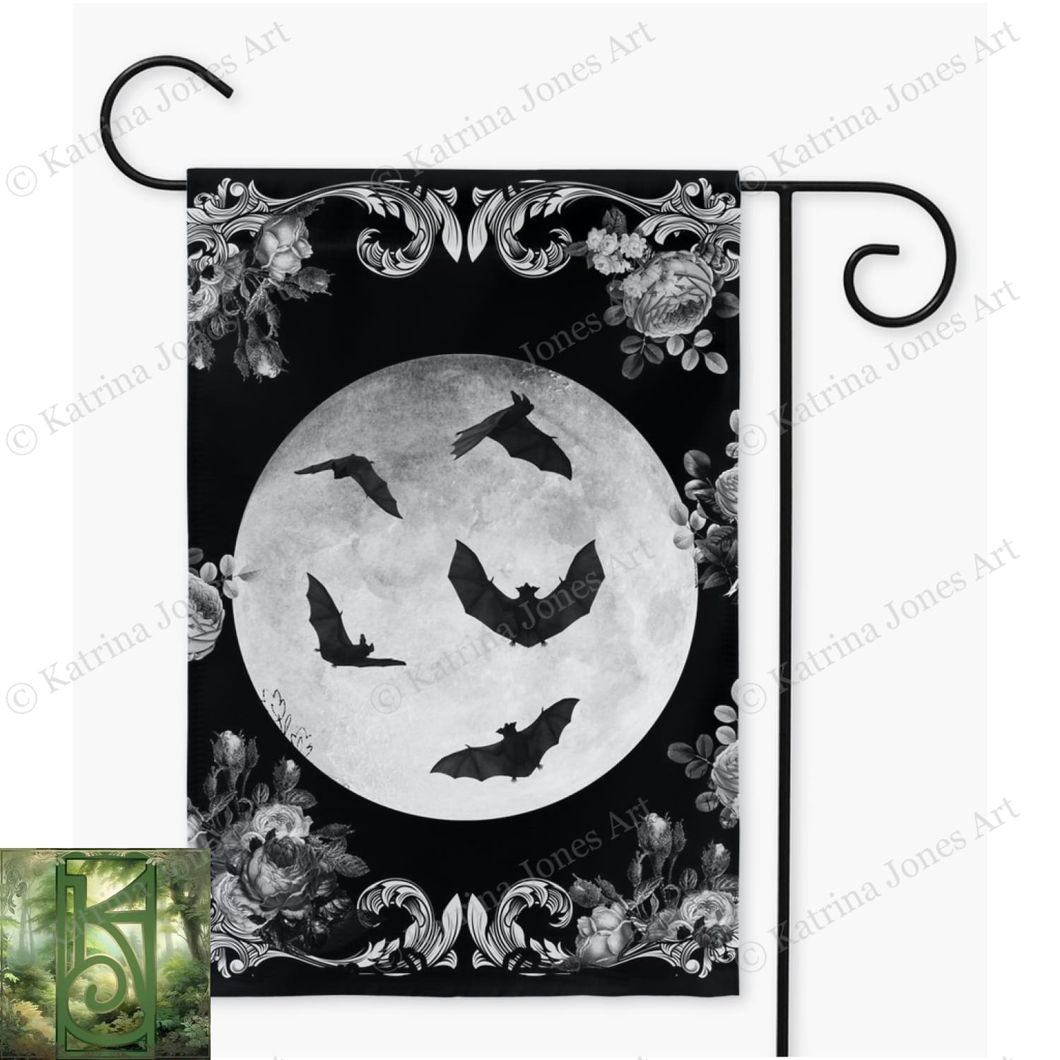 Gothic Bat Garden Flag - Halloween Decor Single / 12X18 Inch