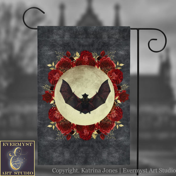 Gothic Bat Garden Flag - Witchy Goth Decor Single / 12X18 Inch