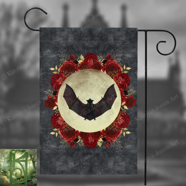 Gothic Bat Garden Flag - Witchy Goth Decor Single / 12X18 Inch