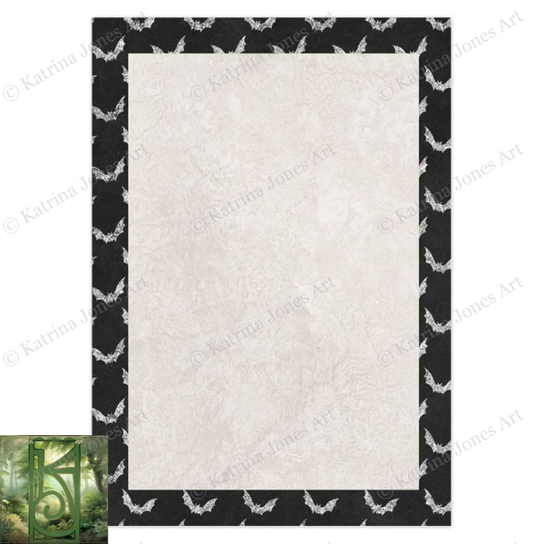 Gothic Bats Halloween Card Samhain Witchy Dark Pretty Blank Notecard