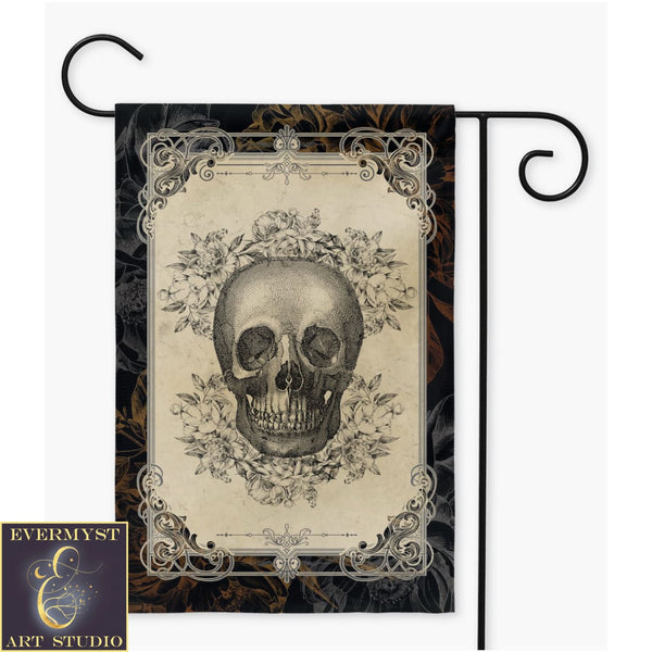 Gothic Skull Garden Flag - Halloween Decor