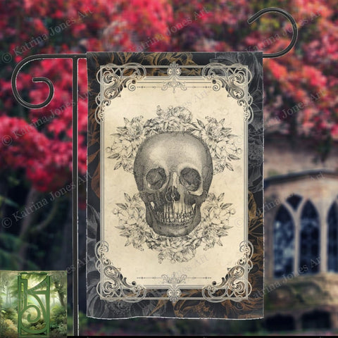 Gothic Skull Garden Flag - Halloween Decor