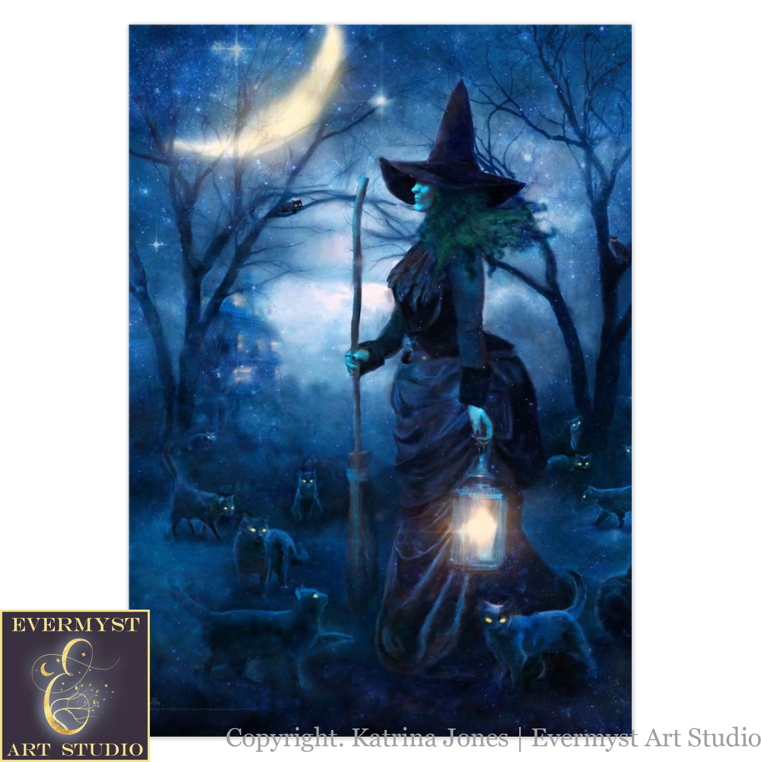 Gothic Witch Greeting Card Witchy Halloween Samhain Blank Notecard 1