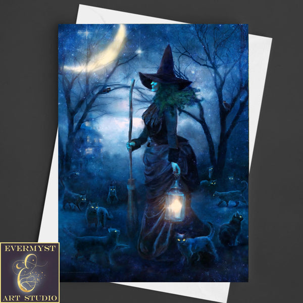 Gothic Witch Greeting Card Witchy Halloween Samhain Blank Notecard