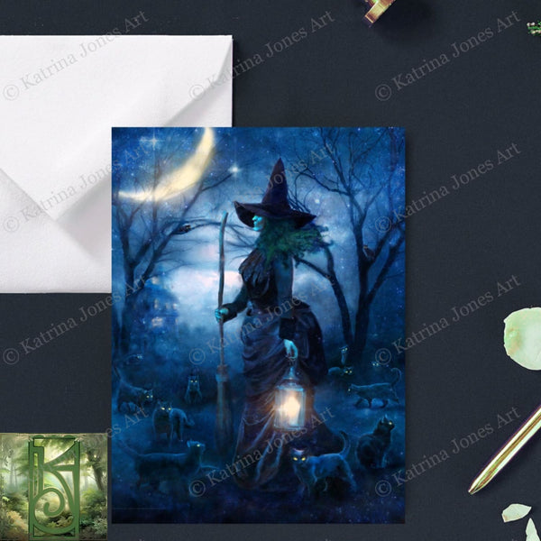 Gothic Witch Greeting Card Witchy Halloween Samhain Blank Notecard