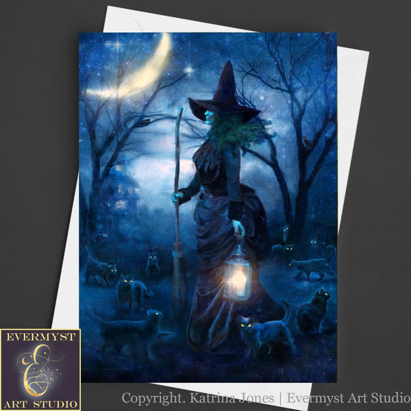 Gothic Witch Greeting Card Witchy Halloween Samhain Blank Notecard