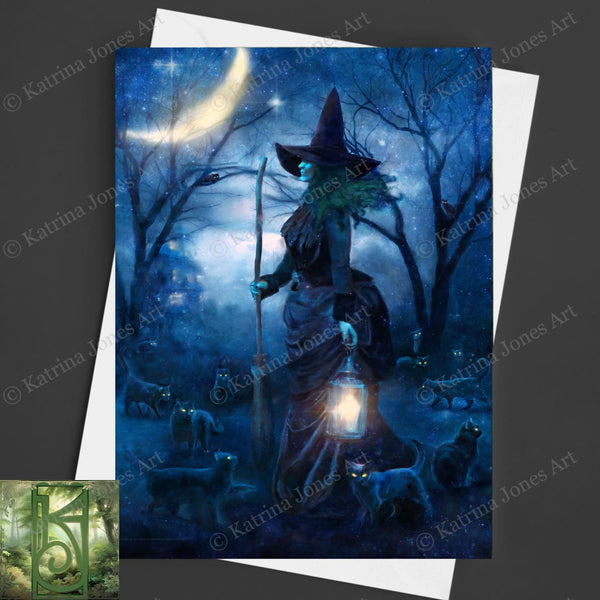 Gothic Witch Greeting Card Witchy Halloween Samhain Blank Notecard