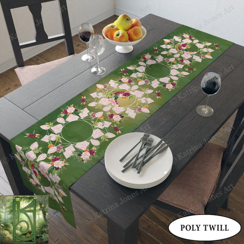 Green Floral Altar Cloth Table Runner - Summer Solstice Decor