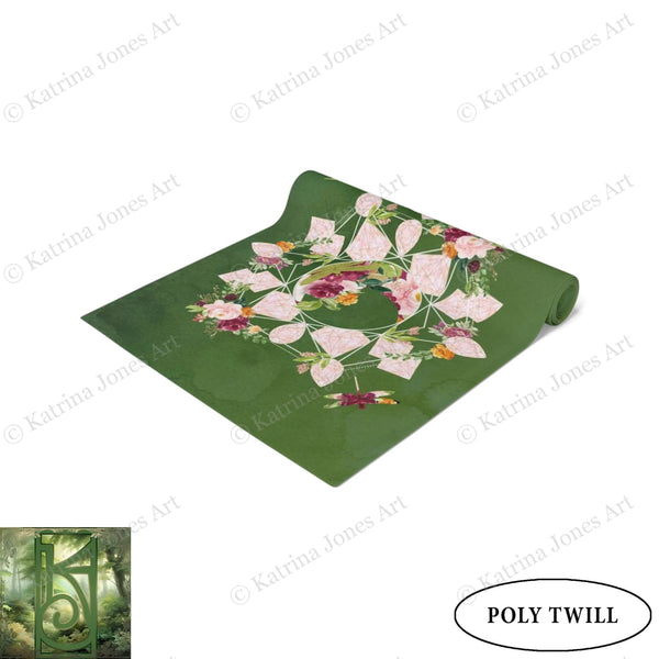 Green Floral Altar Cloth Table Runner - Summer Solstice Decor