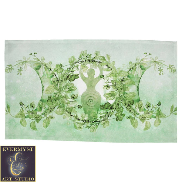 Green Goddess Altar Cloth - Tarot Wicca Pagan Ritual Rec