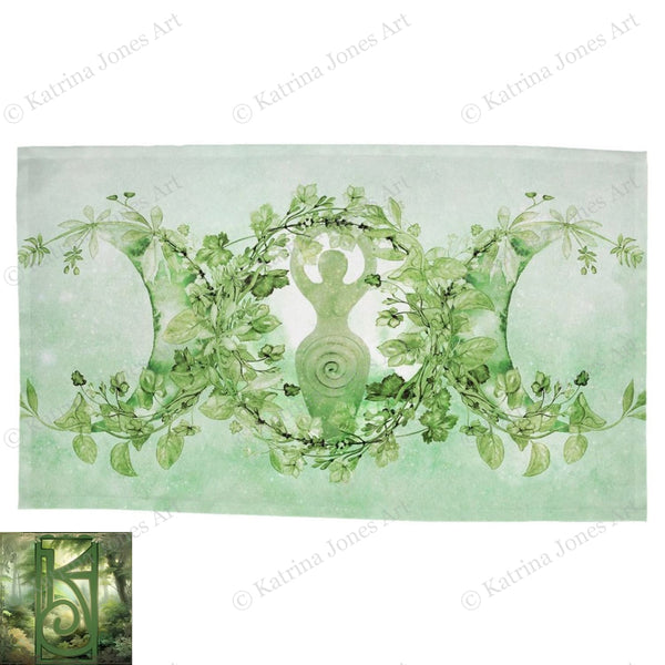 Green Goddess Altar Cloth - Tarot Wicca Pagan Ritual Rec