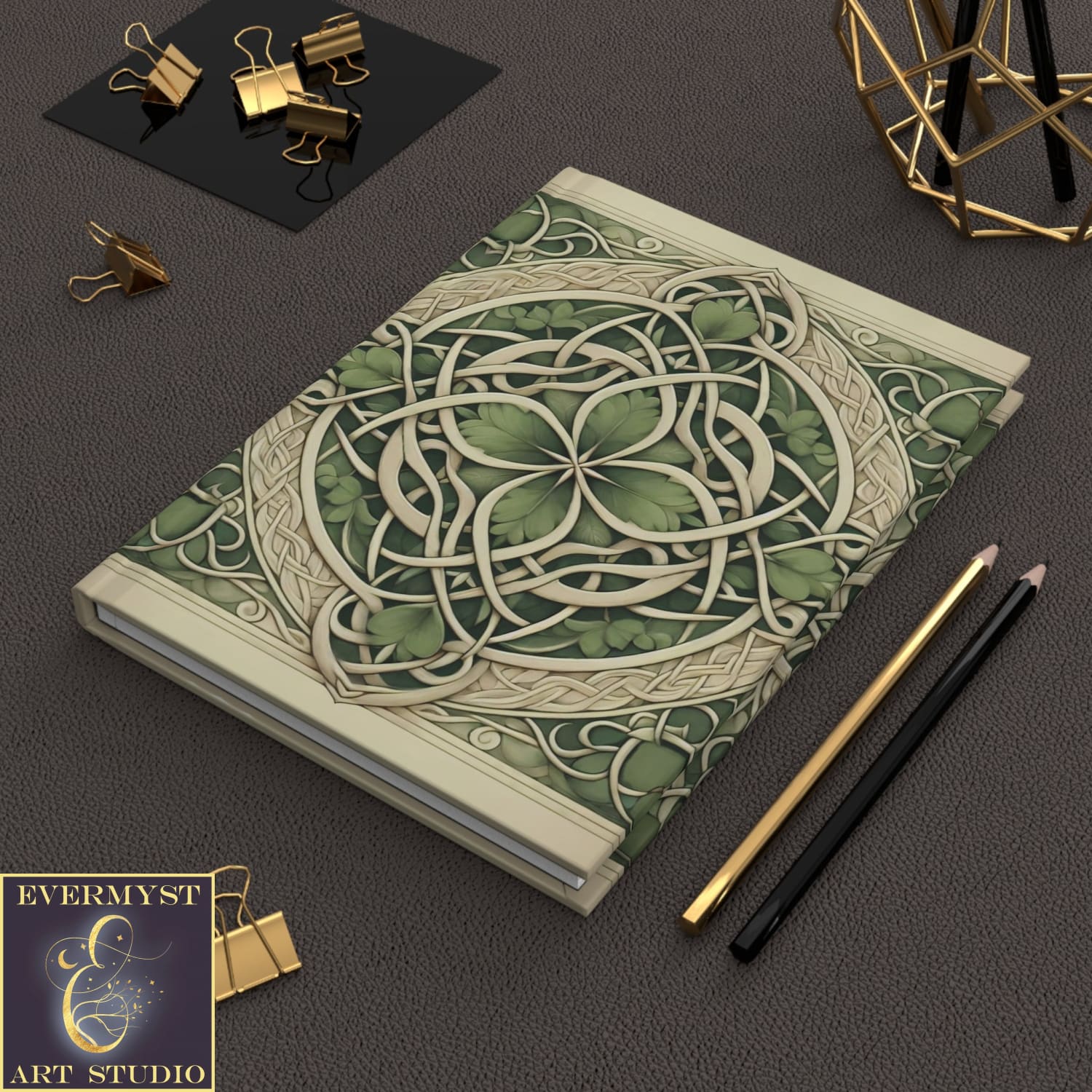 Green Leaves Mandala Journal Note Book Hardcover Ruled Writing Blank Witch Wicca Paper Products