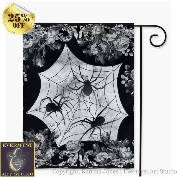 Halloween Garden Flag - Victorian Gothic Spider Decor Single / 24.5X32.125 Inch