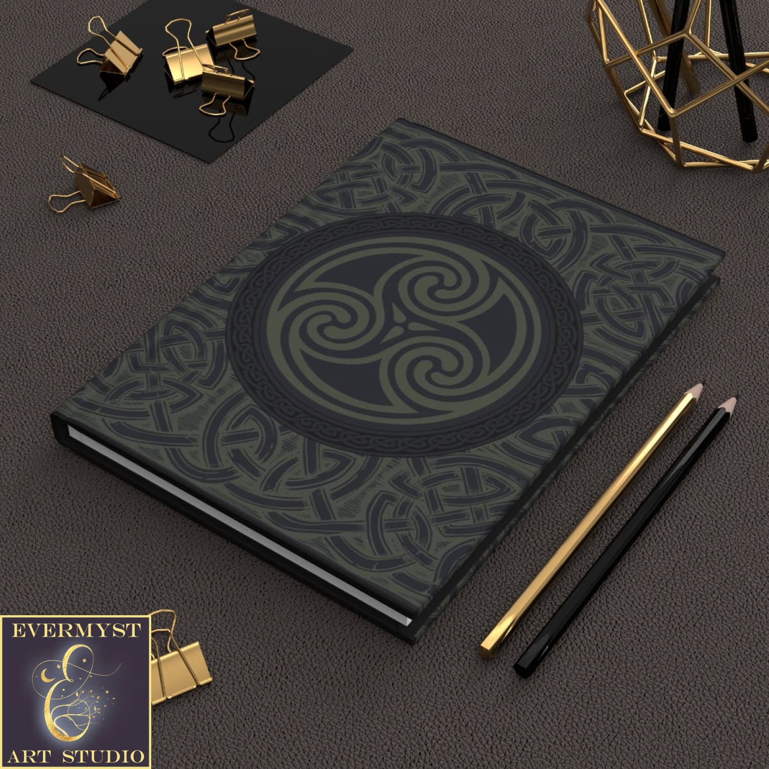 Hardcover Journal Dark Celtic Triskelle Blank Book