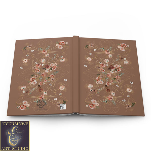 Hardcover Journal Floral Geometric Earthy Colors Blank Book