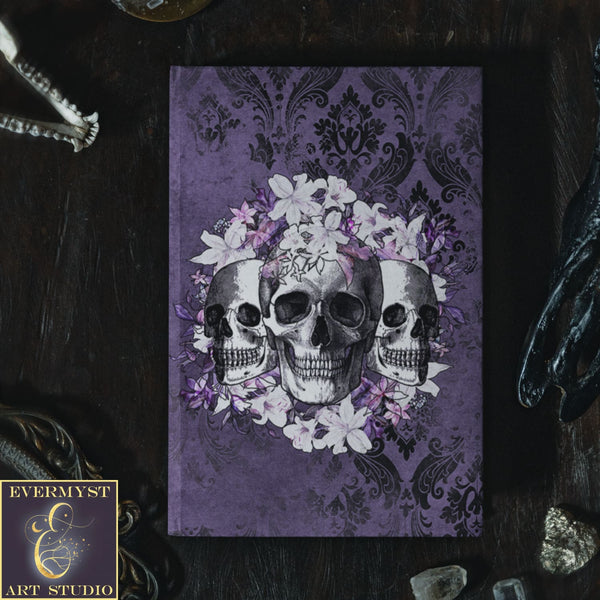 Hardcover Journal - Gothic Skulls And Lily Flowers Blank Book