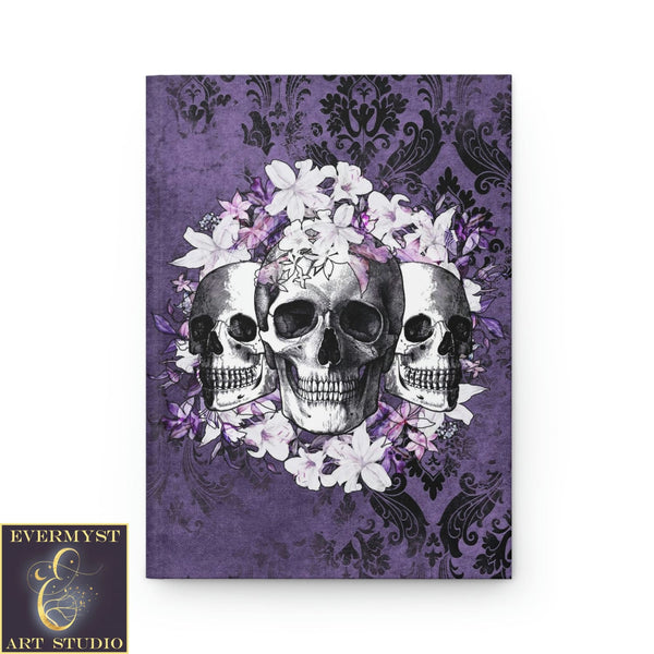 Hardcover Journal - Gothic Skulls And Lily Flowers Blank Book