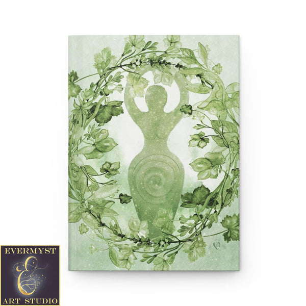 Hardcover Journal - Green Wreath Goddess Wicca Litha Summer Pagan Blank Book