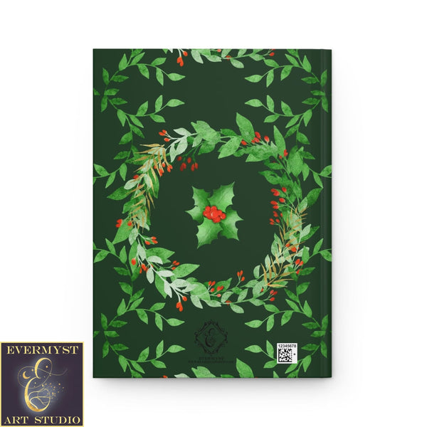 Hardcover Journal Holly Green Yule Blank Book