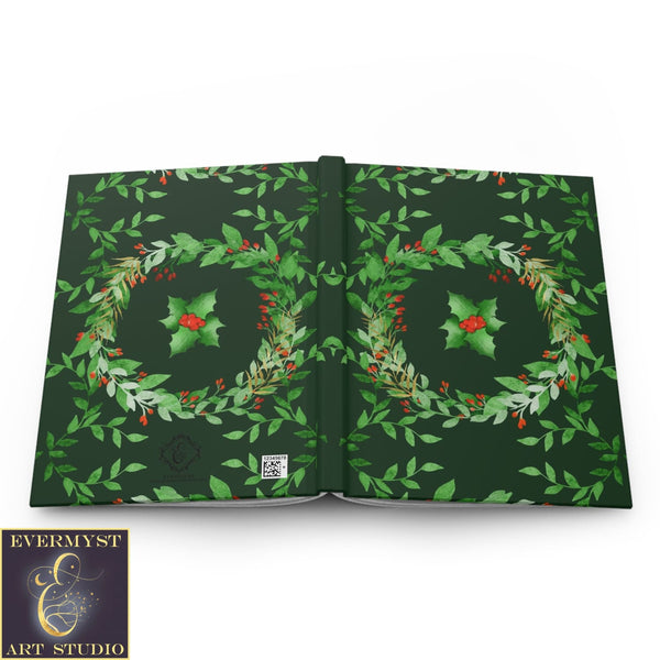 Hardcover Journal Holly Green Yule Blank Book