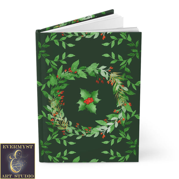 Hardcover Journal Holly Green Yule Blank Book