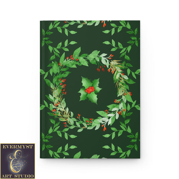 Hardcover Journal Holly Green Yule Blank Book