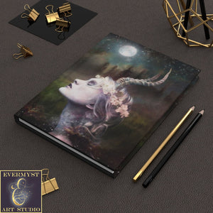 Hardcover Journal Horned Goddess Fantasy Witch Pagan Mythology Blank Book