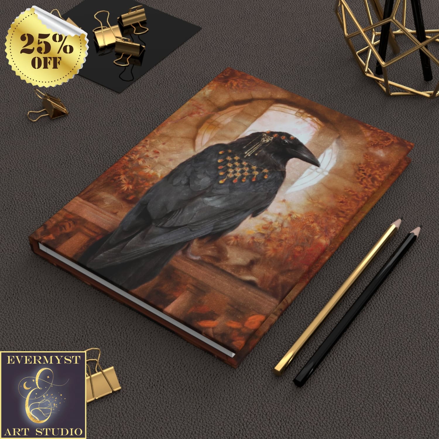 Hardcover Journal - Mystical Raven Witch Blank Book