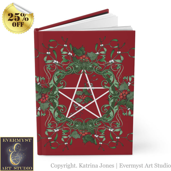 Hardcover Journal Pentagram Yule Pagan Witch Blank Book