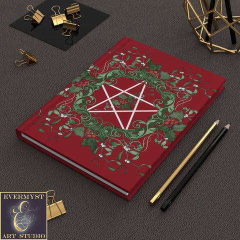 Hardcover Journal Pentagram Yule Pagan Witch Blank Book