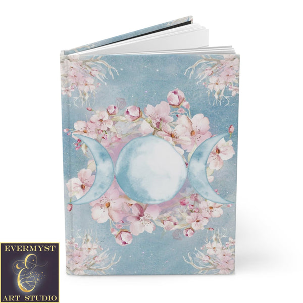 Hardcover Journal Spring Blossom Triple Moon Witch Wicca Ostara Blank Book