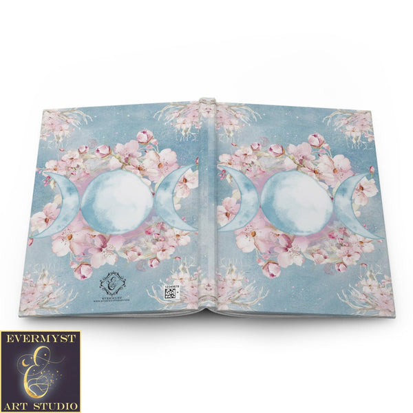 Hardcover Journal Spring Blossom Triple Moon Witch Wicca Ostara Blank Book