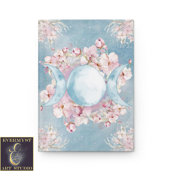 Hardcover Journal Spring Blossom Triple Moon Witch Wicca Ostara Blank Book