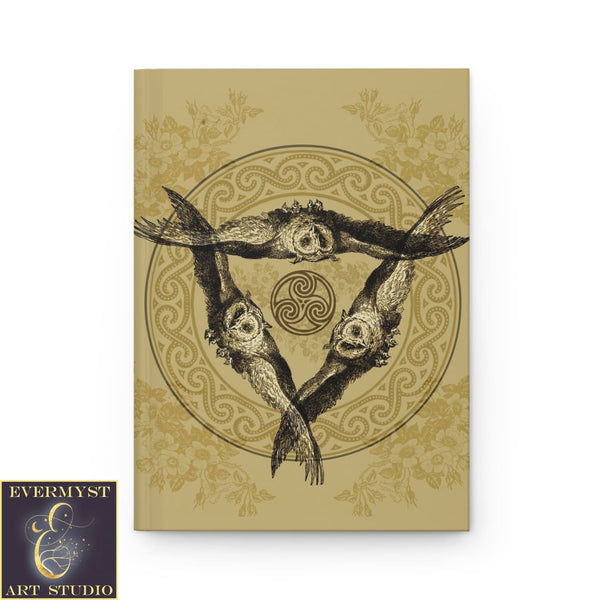 Hardcover Journal Triple Owl Vintage Design Athena Goddess Blank Book