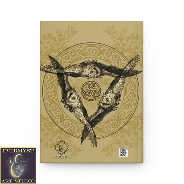 Hardcover Journal Triple Owl Vintage Design Athena Goddess Blank Book