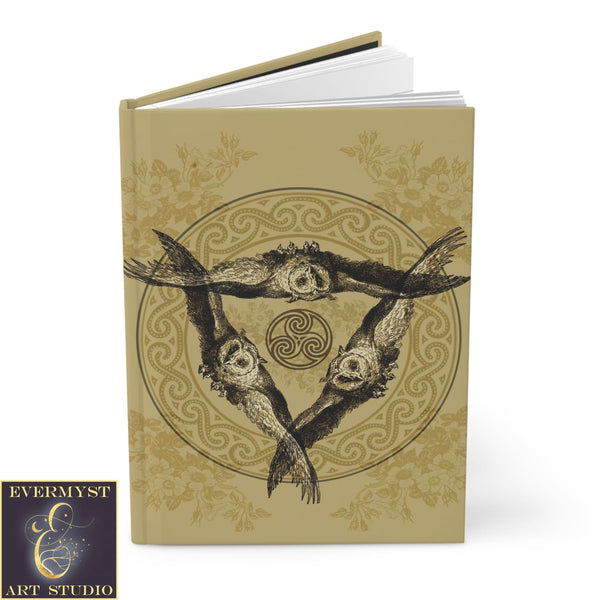 Hardcover Journal Triple Owl Vintage Design Athena Goddess Blank Book