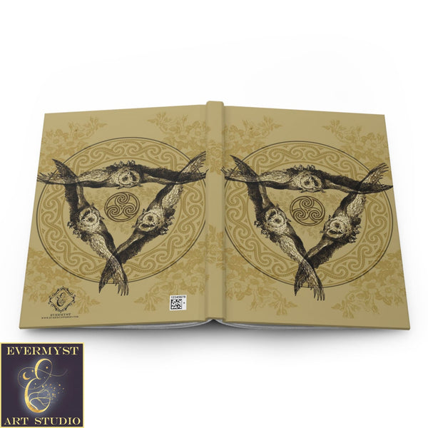 Hardcover Journal Triple Owl Vintage Design Athena Goddess Blank Book