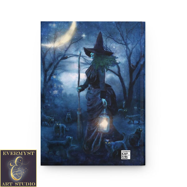 Hardcover Journal Witch With Cats Gothic Halloween Blank Book