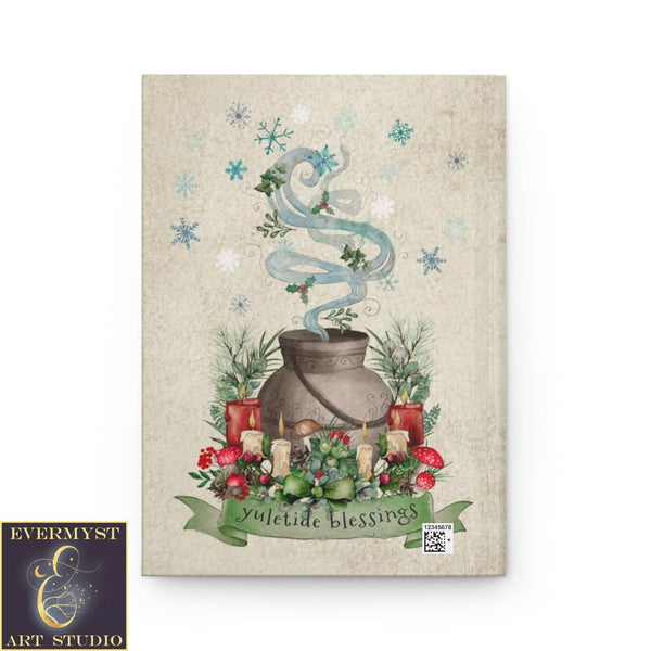 Hardcover Journal Yuletide Blessings Whimsical Cute Witch Winter Yule Blank Book