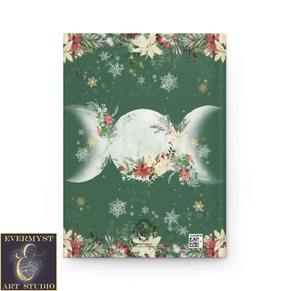 Hardcover Journal Yule Poinsettia Triple Moon Goddess Witch Wicca Pagan Symbol Blank Book