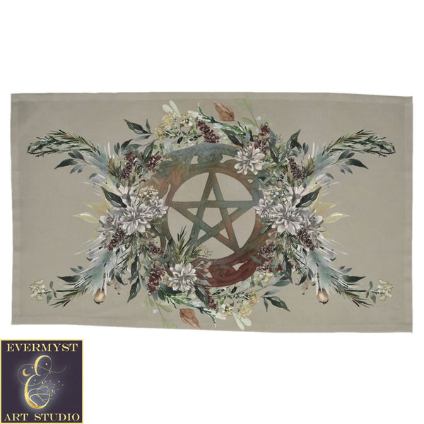 Harvest Pentacle Altar Cloth Witch Pagan Botanical Nature Tarot Mat Rec