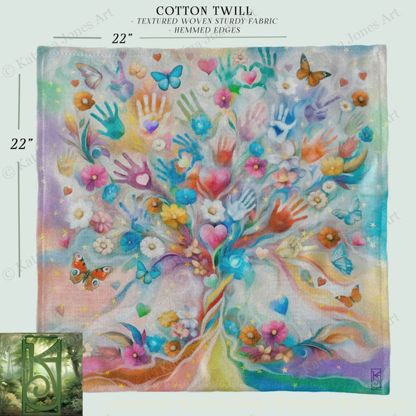 Hearts and Hands Diversity Square Altar Cloth Tarot Mat Altar Cloth Square