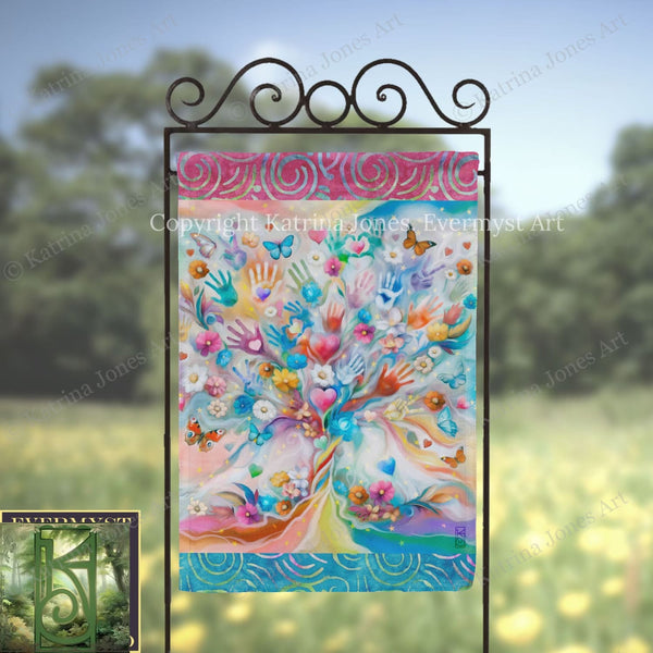 Hearts Hands Diversity Garden Yard Banner Flag Flag