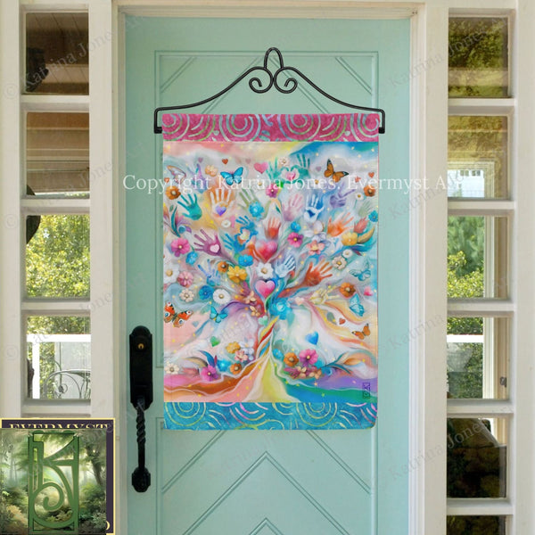 Hearts Hands Diversity Garden Yard Banner Flag Flag