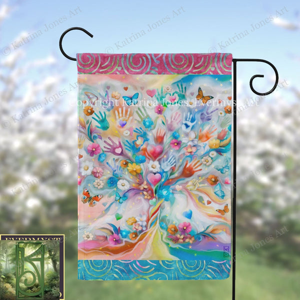 Hearts Hands Diversity Garden Yard Banner Flag Flag
