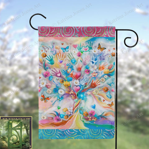 Hearts Hands Diversity Garden Yard Banner Flag Flag