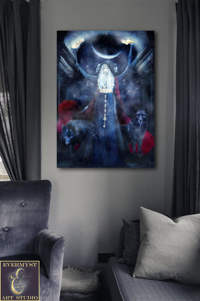 Hecate Art Goddess Print Painting Canvas Witchy Decor