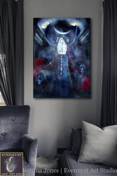 Hecate Art Goddess Print Painting Canvas Witchy Decor