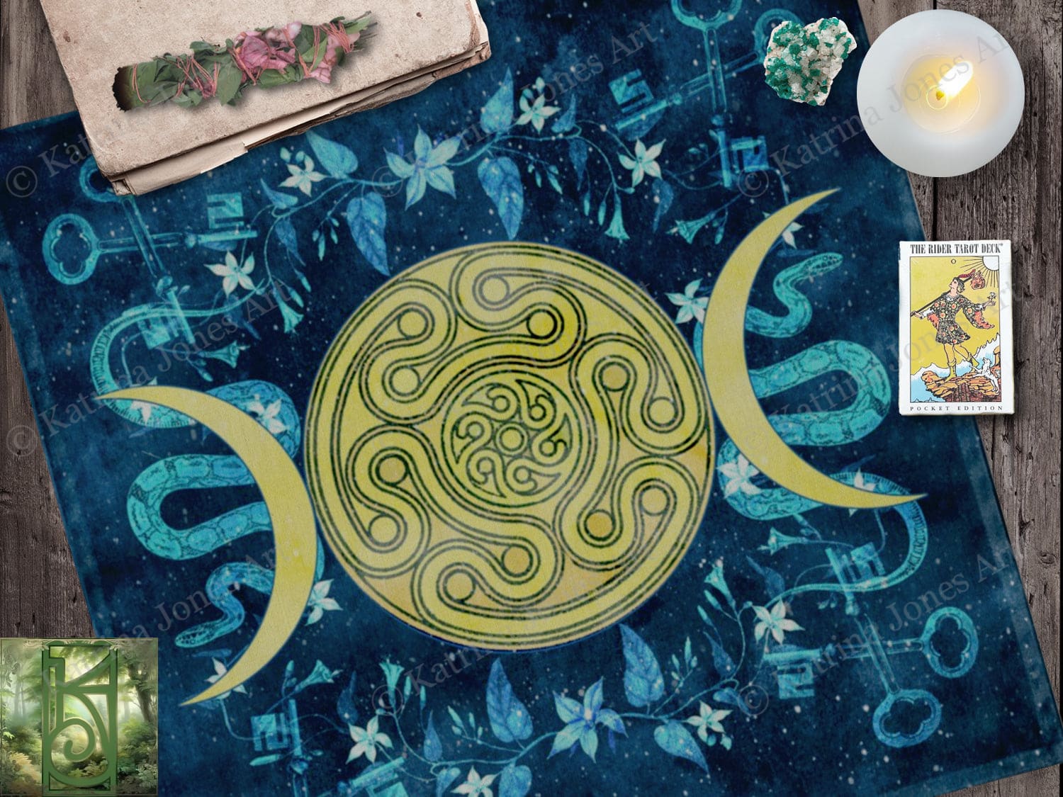 Goddess Hecate Altar Cloth - Witchy Pagan Wicca Decor 24X24 Inch Crepe Square